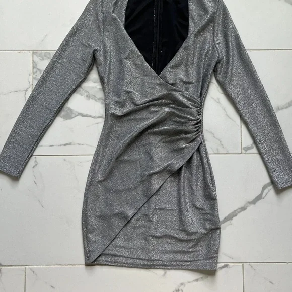 GAUGE81 Naha Metallic Dress Silver Nordstrom Mini Sexy $750 Nordstrom NWT